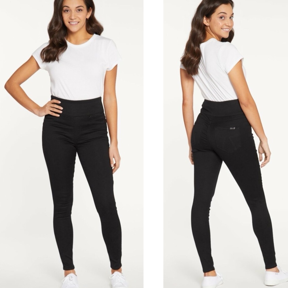 Seven7 Jean Look Pull On Black Leggings Sz L